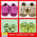 2015 last design spring guangzhou factory sweet color tassels and bow moccasin Winter with baby shoes